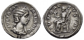 JULIA MAMAEA.(222-235).Rome.Denarius.

Obv : IVLIA MAMAEA AVG.
Bust of Julia Mamaea, diademed, draped to right.

Rev : IVNO AVGVSTAE.
Juno, draped, se...
