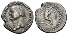 VESPASIAN.(69-79) or TITUS.(79-81 AD).Contemporary Imitation.Drachm.

Obv : Laureate head of Vespasian or Titus to left, blundered legend around. 

Re...
