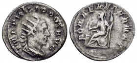 PHILIP I.(244-249).Rome.Antoninianus.

Obv : IMP M IVL PHILIPPVS AVG.
Bust of Philip I, radiate, draped, cuirassed to right.

Rev : ROMAE AETERNAE.
Ro...