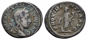 SEVERUS ALEXANDER.(222-235).Rome.Denarius.

Obv : IMP ALEXANDER PIVS AVG.
Laureate bust right, slight drapery on far shoulder.

Rev : PROVIDENTIA AVG....