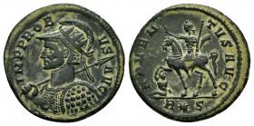 PROBUS.(276-282).Rome. Antoninianus.

Obv : IMP PROBVS AVG.
Bust of Probus, radiate, cuirassed to left.

Rev : ADVENTVS AVG R*S.
Probus, riding left, ...