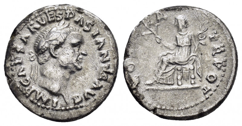 VESPASIAN.(69-79).Rome.Denarius.

Obv : IMP CAESAR VESPASIANVS AVG.
Head of Vesp...