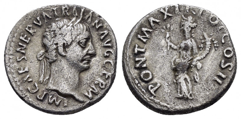 TRAJAN.(98-117).Trajan.Denarius.

Obv : MP CAES NERVA TRAIAN AVG GERM.
Bust of T...
