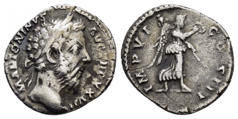 MARCUS AURELIUS. (139-161).Rome.Denarius.

Obv : M ANTONINVS AVG TR P XXV.
Head ...