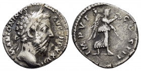 MARCUS AURELIUS. (139-161).Rome.Denarius.

Obv : M ANTONINVS AVG TR P XXV.
Head of Marcus Aurelius, laureate, right.

Rev : IMP VI COS III.
Victory, w...