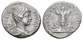 CARACALLA (198-217).Rome.Denarius.

Obv : ANTONINVS PIVS AVG.
Bust of Caracalla, laureate, draped, right.

Rev : PART MAX PONT TR P IIII.
Two captives...