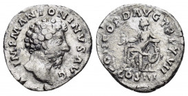 MARCUS AURELIUS.(139-161).Rome.Denarius.

Obv : IMP M AVREL ANTONINVS AVG.
Head of Marcus Aurelius, bare, right.

Rev : CONCORD AVG TR P XVI COS III.
...