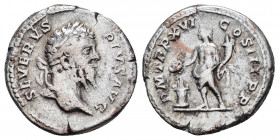 SEPTIMIUS SEVERUS.(193-211).Rome.Denarius. 

Obv: Laureate head to right.
 
Rev : Providentia standing left, holding wand over globe and sceptre. 
RIC...