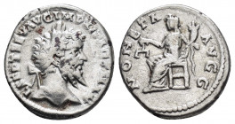SEPTIMIUS SEVERUS.(193-211).Emesa.Denarius.

Obv : IMP CAE L SEP SEV PERT AVG COS II.
Laureate head to right.

Rev : MONET AVG.
Moneta standing left, ...
