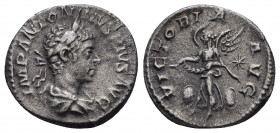 ELAGABALUS.(218-222).Rome.Denarius. 

Obv : IMP ANTONINVS PIVS AVG.
Laureate and draped bust right.

Rev : VICTORIA AVG.
Victory flying left, holding ...
