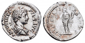 CARACALLA.(198-217). Rome.Denarius.

Obv : ANTONINVS PIVS AVG BRIT.
Laureate head right.

Rev : LIBERALITAS AVG VI.
Liberalitas standing left, holding...