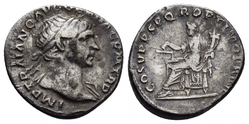 TRAJAN.(98-117).Rome.Denarius.

Obv : IMP TRAIANO AVG GER DAC P M TR P.
Laureate...