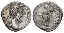 MARCUS AURELIUS.(161-180).Rome.Denarius.

Obv : M ANTONINVS AVG GERM SARM.
Laureate head right.

Rev : TR P XXXI IMP VIII COS III.
Felicitas standing ...