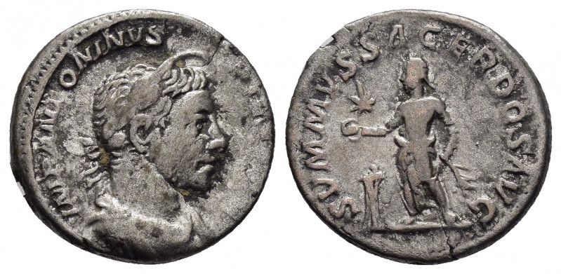 ELAGABALUS.(218-222).Rome.Denarius. 

Obv : IMP ANTONINVS PIVS AVG.
Laureate and...