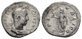 SEVERUS ALEXANDER.(222-235).Rome.Denarius. 

Obv : IMP ALEXANDER PIVS AVG.
Laureate and draped bust right.

Rev : SPES PVBLICA.
Spes advancing left, h...