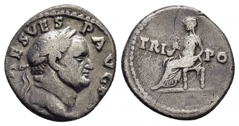 VESPASIAN (69-79). Denarius. Rome.

Obv: IMP CAES VESP AVG P M.
Laureate head ri...