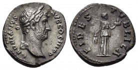 HADRIAN (117-138).Rome.Denarius. 

Obv : HADRIANVS AVG COS III P P.
Laureate bust right, with slight drapery.

Rev : FIDES PVBLICA.
Fides standing rig...