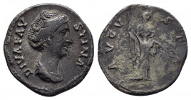 DIVA FAUSTINA I.(Died 140/1).Rome.Denarius. 

Obv : DIVA FAVSTINA.
Draped bust right.

Rev : AVGVSTA.
Ceres standing left, holding grain ears and torc...