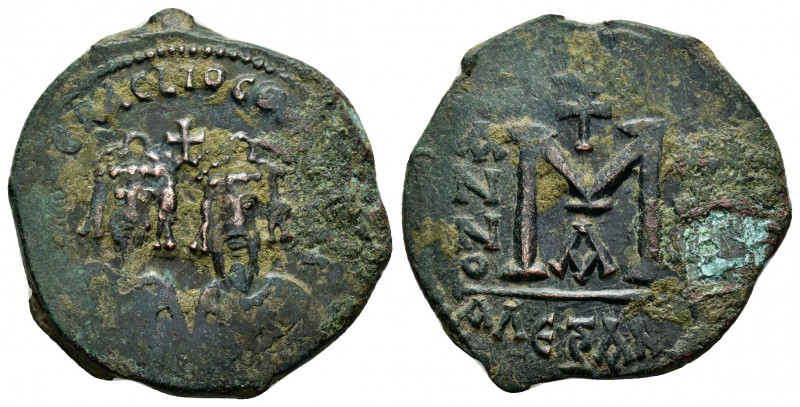 REVOLT of THE HERACLII.(608-610).Alexandria.Follis 

Obv : δMN ЄRACLIO CONSULII....