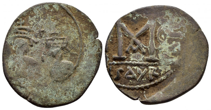 HERACLIUS and HERACLIUS CONSTANTINE.(610-641).Seleucia Isauriae.Follis.

Obv : d...