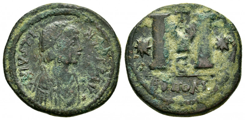 JUSTINIAN I.(527-565).Antioch.Follis. 

Obv : D N IVSTINIANVS PP AV.
Legend with...