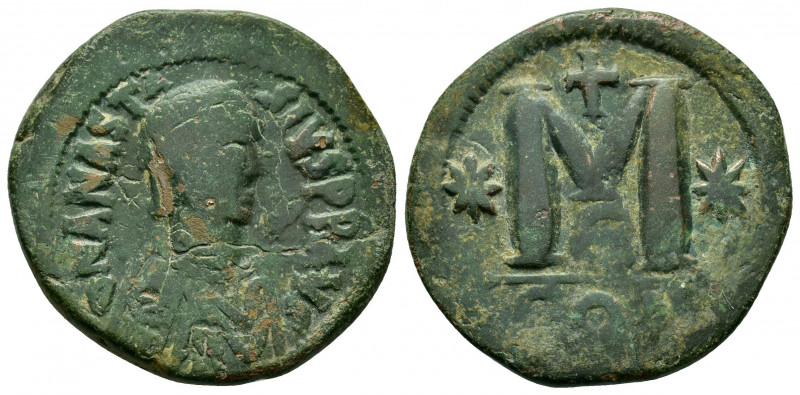 ANASTASIUS I.(491-518).Constantinople.Follis. 

Obv : DN ANASTASIVS PP AVG.
Pear...