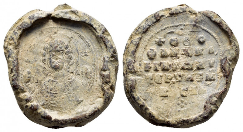 Byzantine lead seal of Theophanes officer.(11th cent.)

Obverse: Facial bust of ...