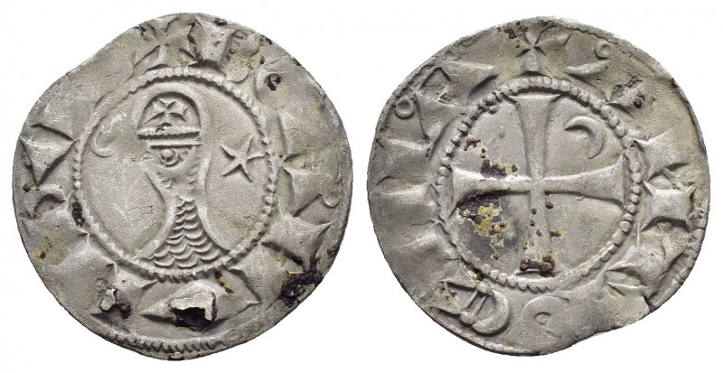 CRUSADERS.Antioch.Bohemund III.(1162-1201).BI Denier.

Obv : +BOAMVNDVS.
Profile...