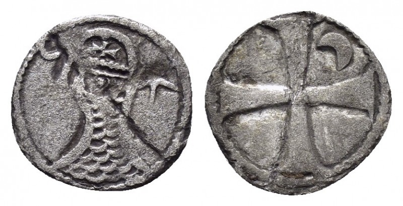 CRUSADERS. Antioch. Bohémond III (1163-1201) . Denier.

Obv: Bearded head of a...