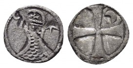 CRUSADERS. Antioch. Bohémond III (1163-1201) . Denier.

Obv: Bearded head of a knight to left, wearing helmet decorated by cross; to left, cross.
...