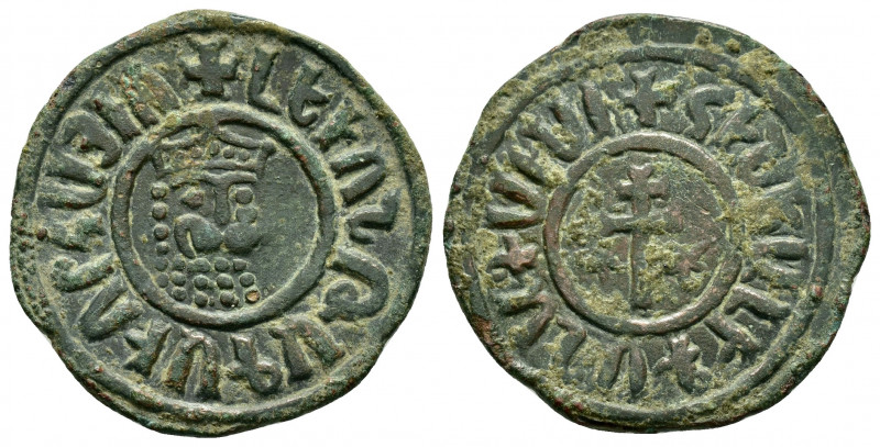 CILICIAN ARMENIA.Levon I.(1198-1219).Tank.

Obv : Crowned lion’s head facing sli...