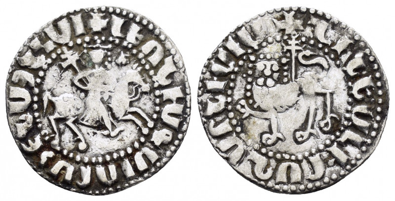CILICIAN ARMENIA.Levon II.(1270-1289).Tram.

Obv : Levon on horseback; holds pat...