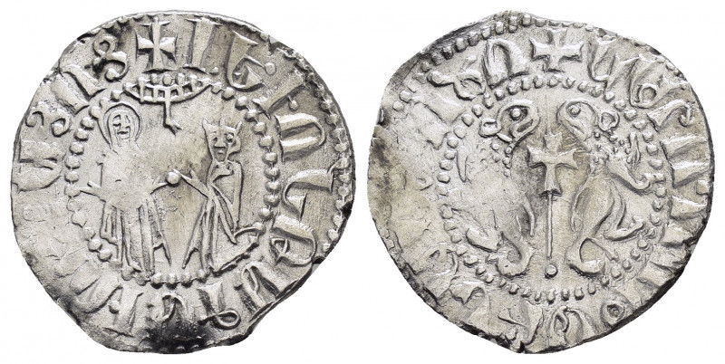 CILICIAN ARMENIA.Levon I.(1198-1219).Coronation issue.Tram.

Obv : ԼԵՒՈՆ ԹԱԳԱՒՈՐ...