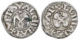 FRANCE.Dauphine Valence.(13th Century).Anonymous.BI Denier

Obv : VRBS VALENTIA.
Winged angel or eagle.

Rev : + S APOLLINARS.
Cross pattée with annul...