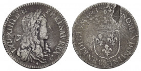 FRANCE.Louis XIV.(1643-1715).1/12 Ecu.

Obv : LVD XIIII D G FR ET NAV REX.
Laureate, draped and armored bust right.

Rev : SIT NOMEN DOMINI BENED...