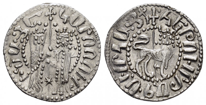 CILICIAN ARMENIA.Hetoum I with Zabel.(1226-1270).Sis.Tram.

Obv : Zabel and He...