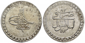 OTTOMAN EMPIRE.Mustafa III.(1757-1774).Islambol.1171/83 AH.40 Para.

Obv : Tugra.

Rev : Arabic legend.
KM 320.

Condition : Well-centred.Grey toning....