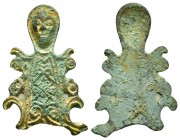 ROMAN BRONZE PENDANT.(Circa 3th century).Ae.

Condition : Very nice green patina.Good very fine.

Weight : 29.1 gr
Diameter : 40 x 65 mm