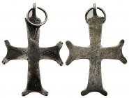 BYZANTINE EMPIRE.Silver Cross.(8th-10th century).AR.

Condition : Very nice green patina.Good very Fine.

Weight : 10.9 gr
Diameter : 41 x 67 mm