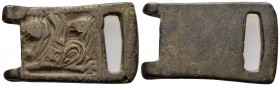 ROMAN BRONZE MILITARY BUCKLE.(1st-2nd century).Ae.

Condition : Nice green patina.Good very Fine.

Weight : 34.6 gr
Diameter : 47 x 28 mm