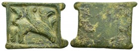 ROMAN BRONZE MILITARY BUCKLE.(1st-2nd century).Ae.

Condition : Nice green patina.Good very Fine.

Weight : 12.1 gr
Diameter : 36 mm