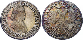 Russia Poltina 1705 R
Bit# 545 R; Silver 13.21 g.; Portrait by F. Alekseev; UNC Toned