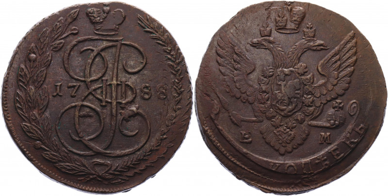 Russia 5 Kopeks 1788 EM Double Strike
Bit# 642; Conros# 180/62; Copper 52.21 g....