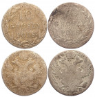 Russia - Poland 2 x 10 Groszy 1820 - 1823 R1
Bit# 849 R1, Bit# 852 R1; Silver; Rare Coins; F