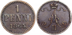 Russia - Finland 1 Penni 1865
Bit# 665; Copper; Mintage 515.000; AUNC