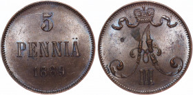 Russia - Finland 5 Pennia 1889 HHP MS 63 BN
Bit# 247; Сopper