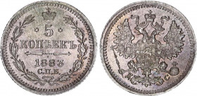 Russia 5 Kopeks 1883 СПБ ДС
Bit# 142; Silver; UNC