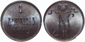 Russia - Finland 1 Penni 1902 HHP MS 62 BN
Bit# 463; Сopper
