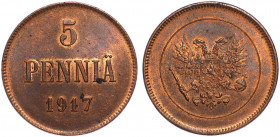 Russia - Finland 5 Pennia 1917
Bit# GSF4; Copper; UNC