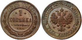Russia 1 Kopek 1901 СПБ
Bit# 306; Conros# 218/41; Copper 3.32 g.; UNC